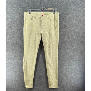 Uniqlo‎ Jeans Womens 29 Green Floral Skinny Denim Comfort Casual Bohemian